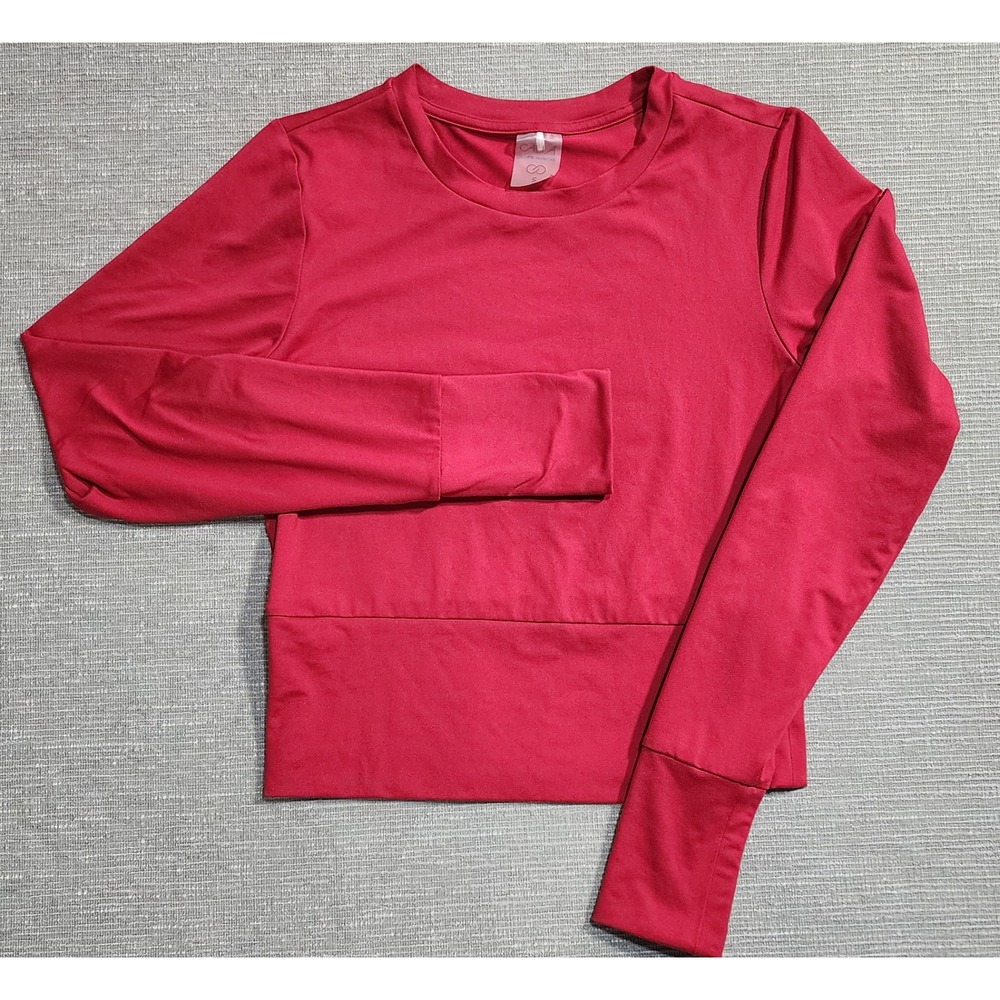 CALIA by Carrie Underwood Long Sleeve Crop Athletic Top Red Size S